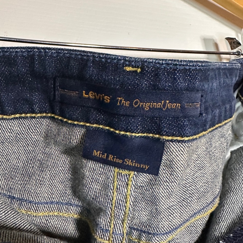Levis Mid Rise Skinny‎ Jeans Dark Wash Indigo Denim 5-Pocket 14M - Picture 3 of 10